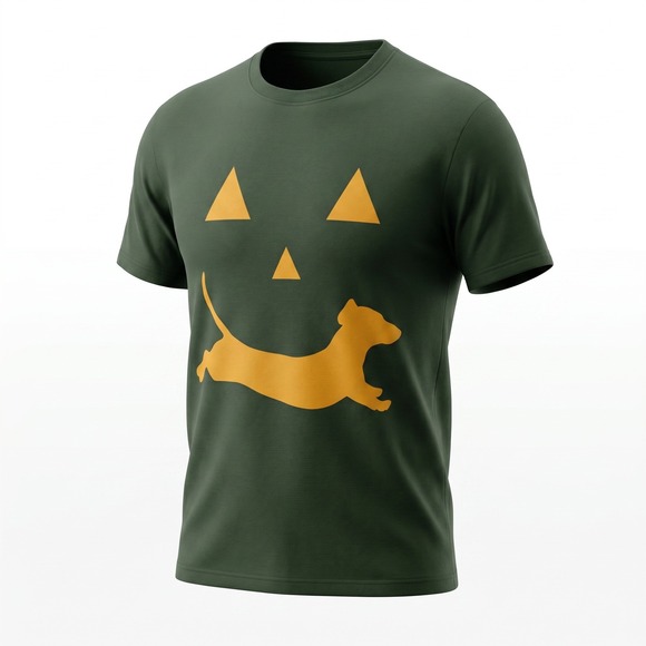 Gildan Other - Gildan Mens Forest Green Dachshund Pumpkin Halloween Graphic T-Shirt Large